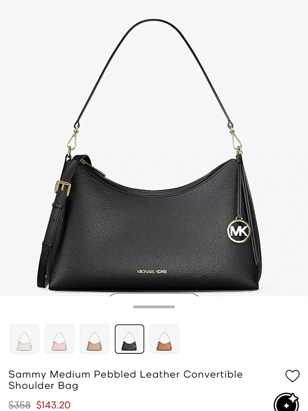 Michael Kors Sammy Medium Pebbled Leather Convertible Shoulder Bag